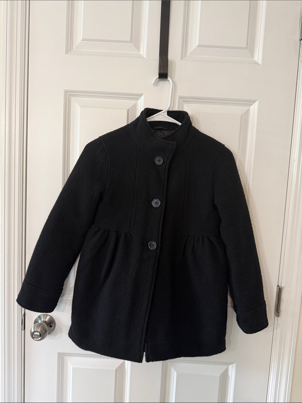 Joe Fresh Black Girls' Pea Coat with Gathered Waist